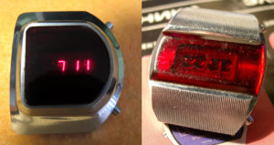 «Электроника-1» — настоящая легенда. Первые советские электронные наручные часы. Узнать время можно было, нажав на кнопку, после чего загорались светодиоды. Запуск серии состоялся в 1973 году. (Фото: Сергей Фролов / leningrad.su)