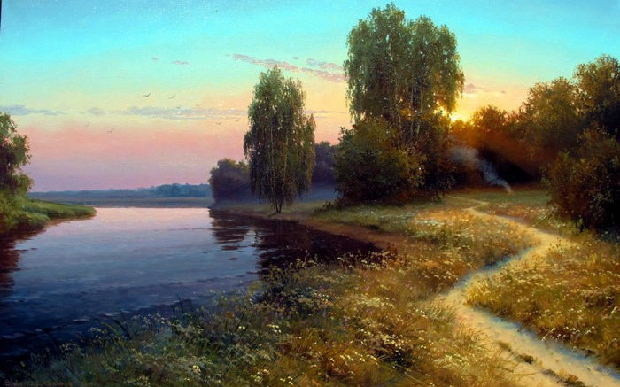 Такие пейзажи пишет художник Вячеслав Хабиров. Узнаваемые уголки русской природы.