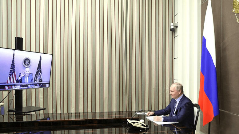 В ходе встречи с Президентом США Джозефом Байденом (в режиме видеоконференции).
